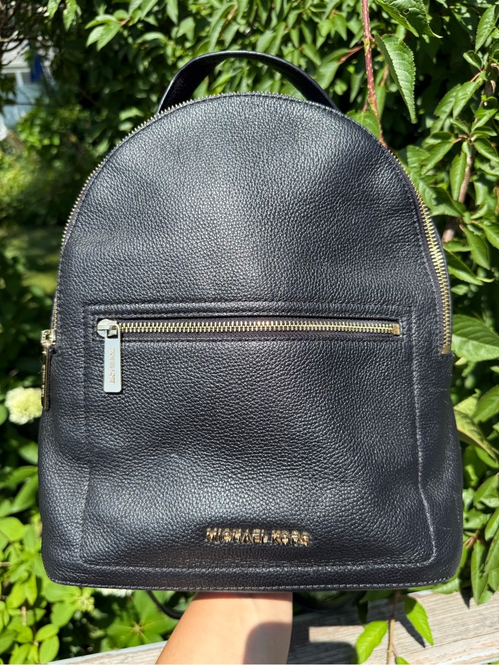 Michael Kors Black Pebbled Leather Backpack